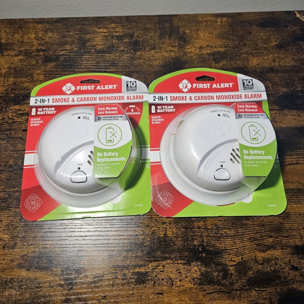 (Set Of 2) First Alert Battery-Powered Ionization Smoke & Carbon Monoxide Alarms